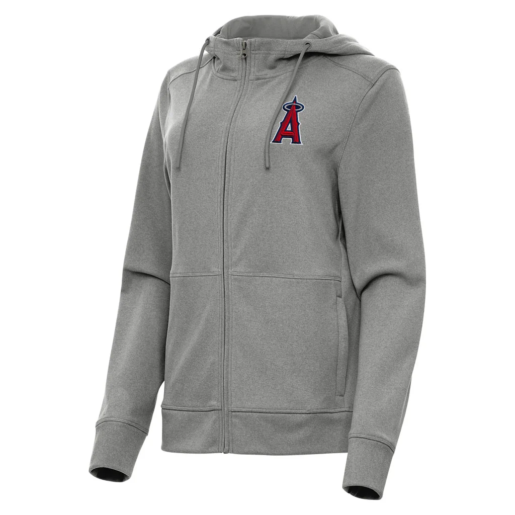 MLB Los Angeles Angels Women's Antigua Seeker Full Zip Hoodie - Heather black
