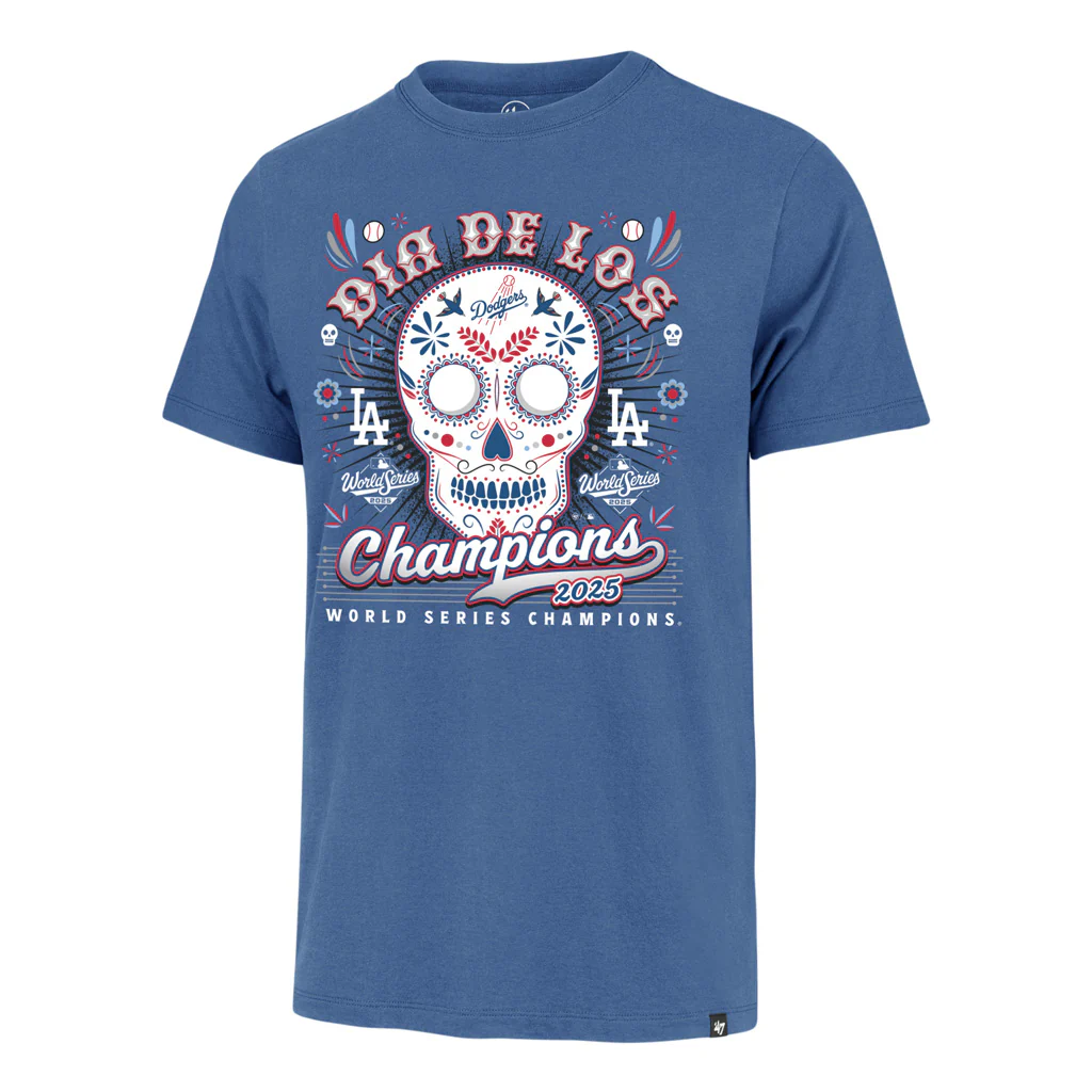 MLB Los Angeles Dodgers '47 2025 World Series Champions Dia De Los Champion T-Shirt - Blue