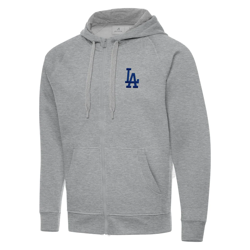 MLB Los Angeles Dodgers Antigua Victory Full Zip Hoodie - Heather gray
