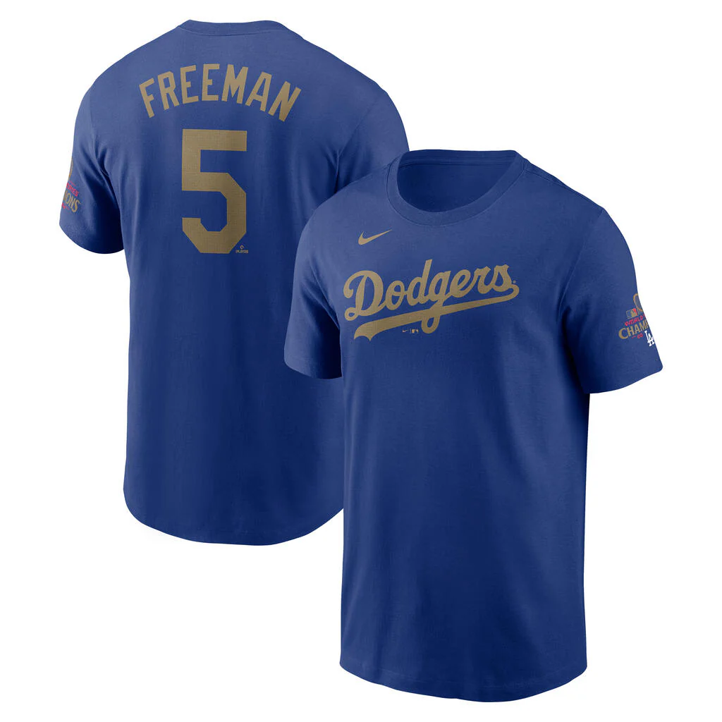 MLB Los Angeles Dodgers Freddie Freeman Nike Gold Player T-Shirt - Blue
