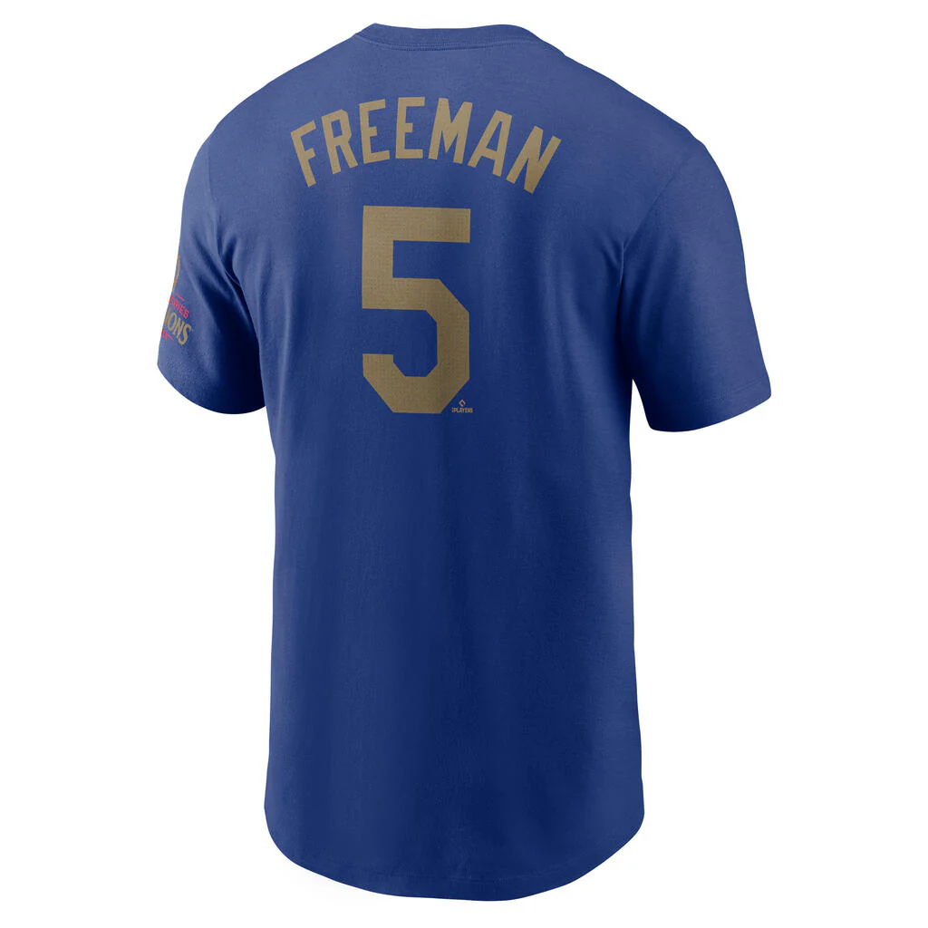 MLB Los Angeles Dodgers Freddie Freeman Nike Gold Player T-Shirt - Blue - Image 3