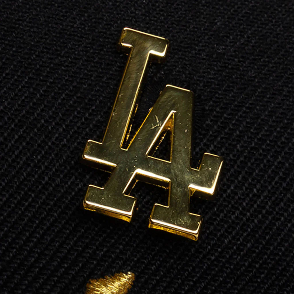 MLB Los Angeles Dodgers Mitchell & Ness Pinned Gold Pro Snapback Hat - Black - Image 3