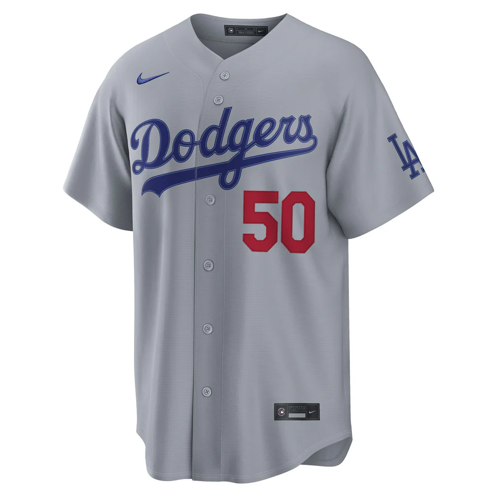 MLB Los Angeles Dodgers Mookie Betts Nike Road Stadium Jersey - Gray - Image 2