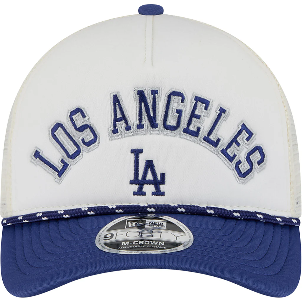 MLB Los Angeles Dodgers New Era Arch Logo 9FORTY M-Crown Snapback Trucker Hat - Chrome - Image 3