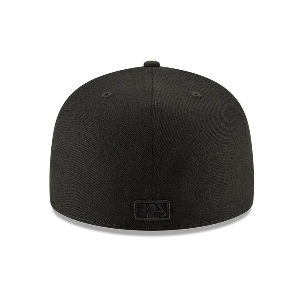 MLB Los Angeles Dodgers New Era Black on Black 59FIFTY Fitted Hat - Black - Image 4