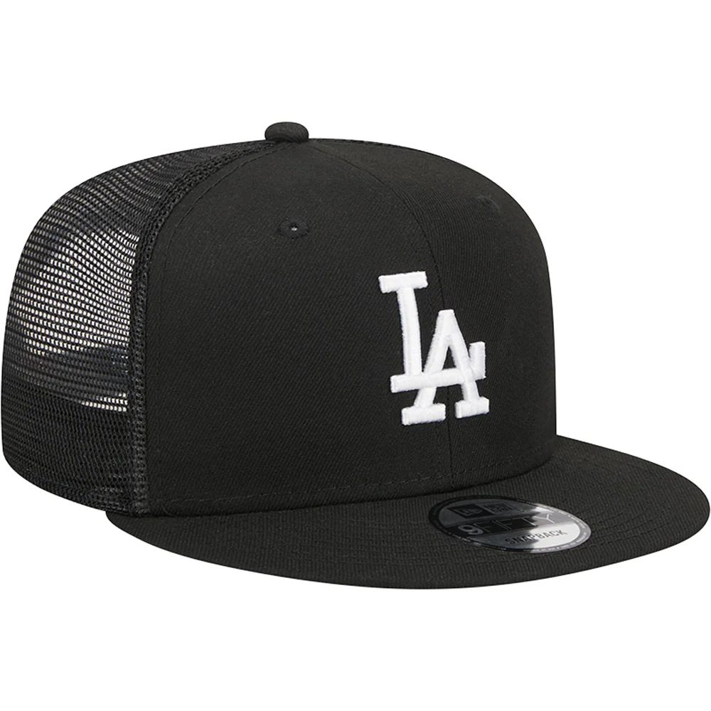 MLB Los Angeles Dodgers New Era Black & White 9FIFTY Snapback Trucker Hat - Black - Image 2