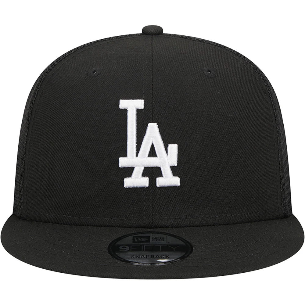 MLB Los Angeles Dodgers New Era Black & White 9FIFTY Snapback Trucker Hat - Black - Image 3