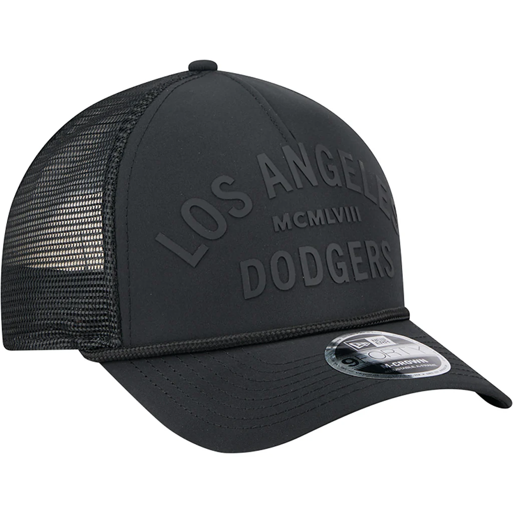 MLB Los Angeles Dodgers New Era Minimalist 9FORTY M-Crown Snapback Trucker Hat - Black - Image 2