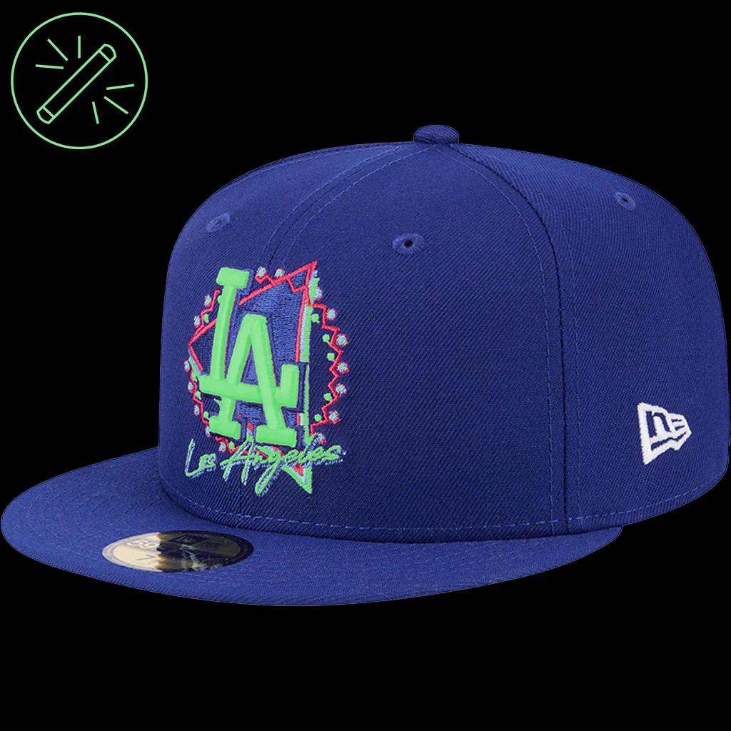 MLB Los Angeles Dodgers New Era Neon 59FIFTY Fitted Hat - Blue - Image 6
