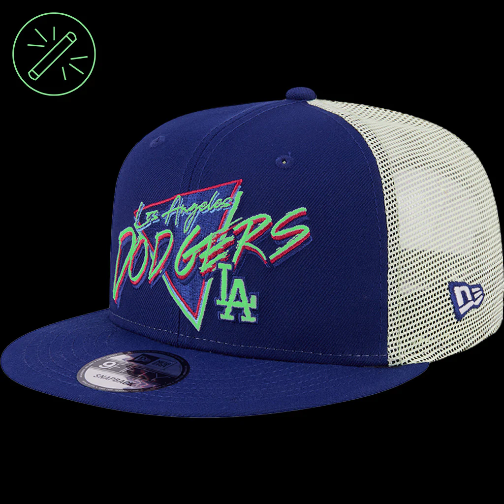 MLB Los Angeles Dodgers New Era Neon Trucker 9FIFTY Snapback Hat - Blue - Image 6