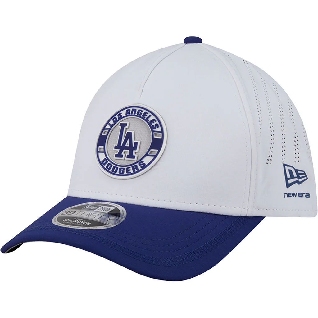 MLB Los Angeles Dodgers New Era Patch 39THIRTY M-Crown Flex Fit Hat - White