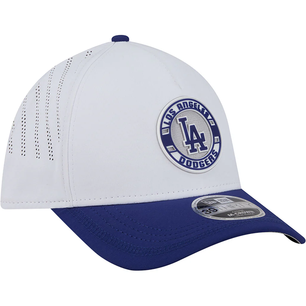 MLB Los Angeles Dodgers New Era Patch 39THIRTY M-Crown Flex Fit Hat - White - Image 2