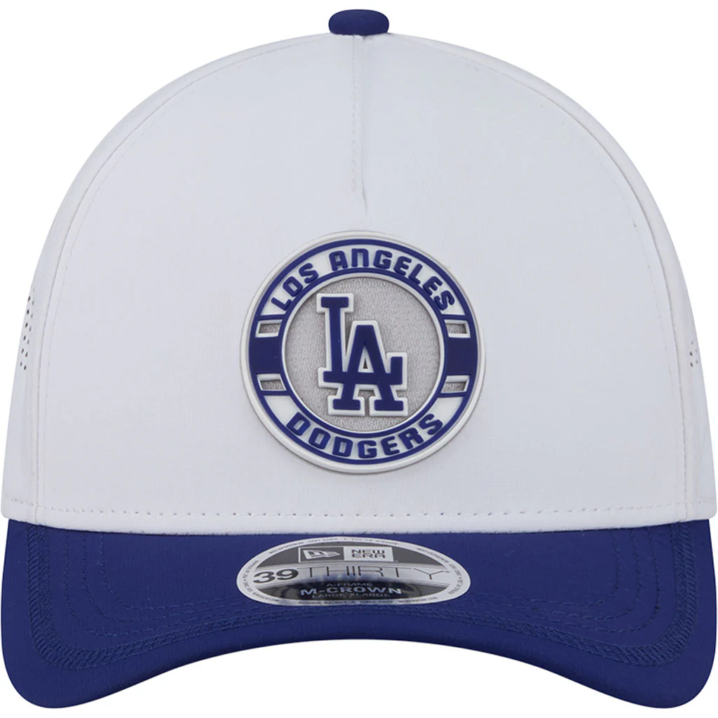MLB Los Angeles Dodgers New Era Patch 39THIRTY M-Crown Flex Fit Hat - White - Image 3