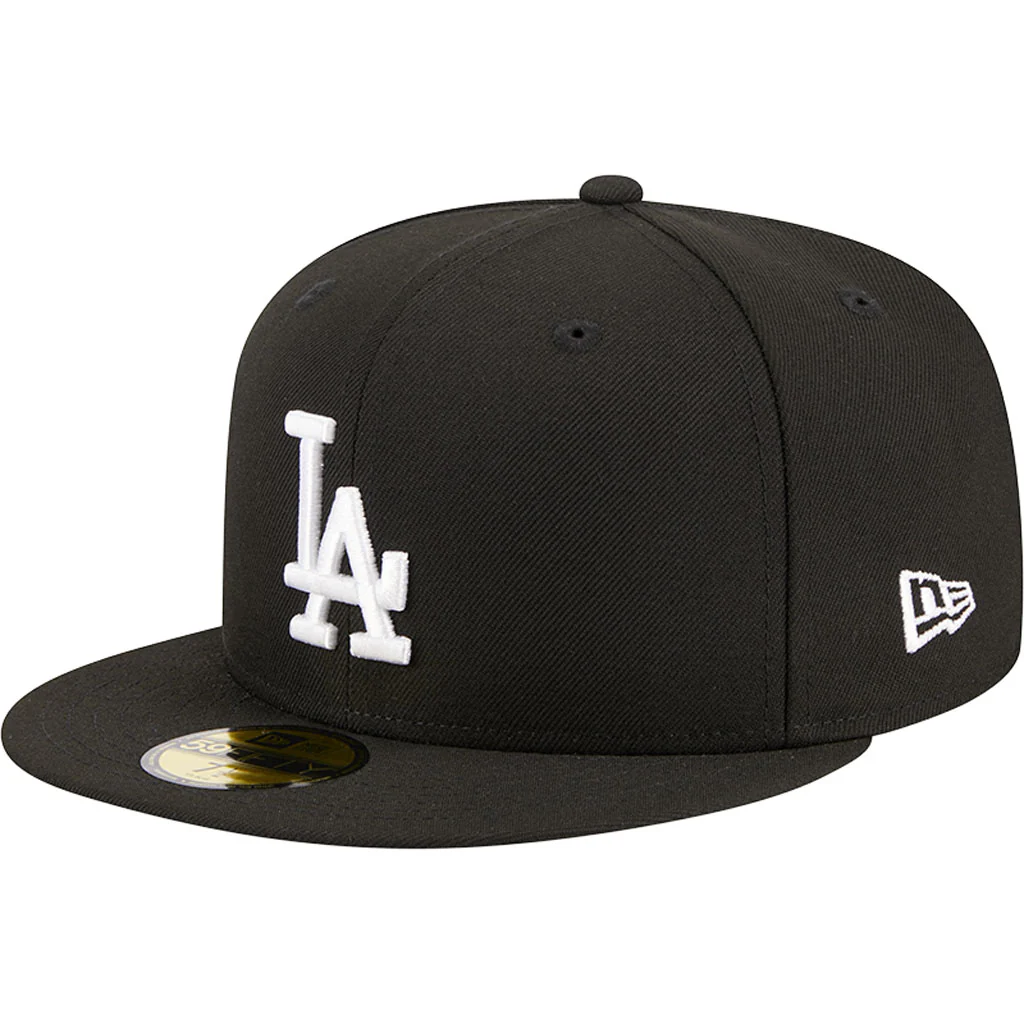 MLB Los Angeles Dodgers New Era Side Patch Black & White 59FIFTY Fitted Hat - Black