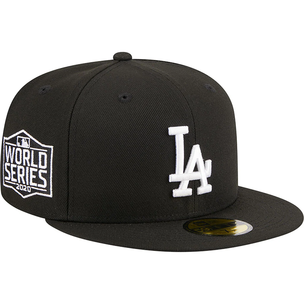 MLB Los Angeles Dodgers New Era Side Patch Black & White 59FIFTY Fitted Hat - Black - Image 2