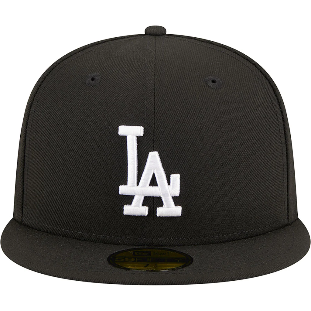 MLB Los Angeles Dodgers New Era Side Patch Black & White 59FIFTY Fitted Hat - Black - Image 3