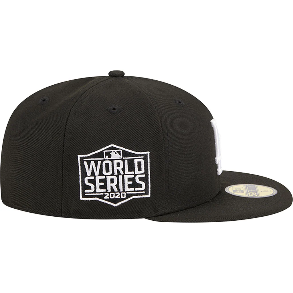 MLB Los Angeles Dodgers New Era Side Patch Black & White 59FIFTY Fitted Hat - Black - Image 5