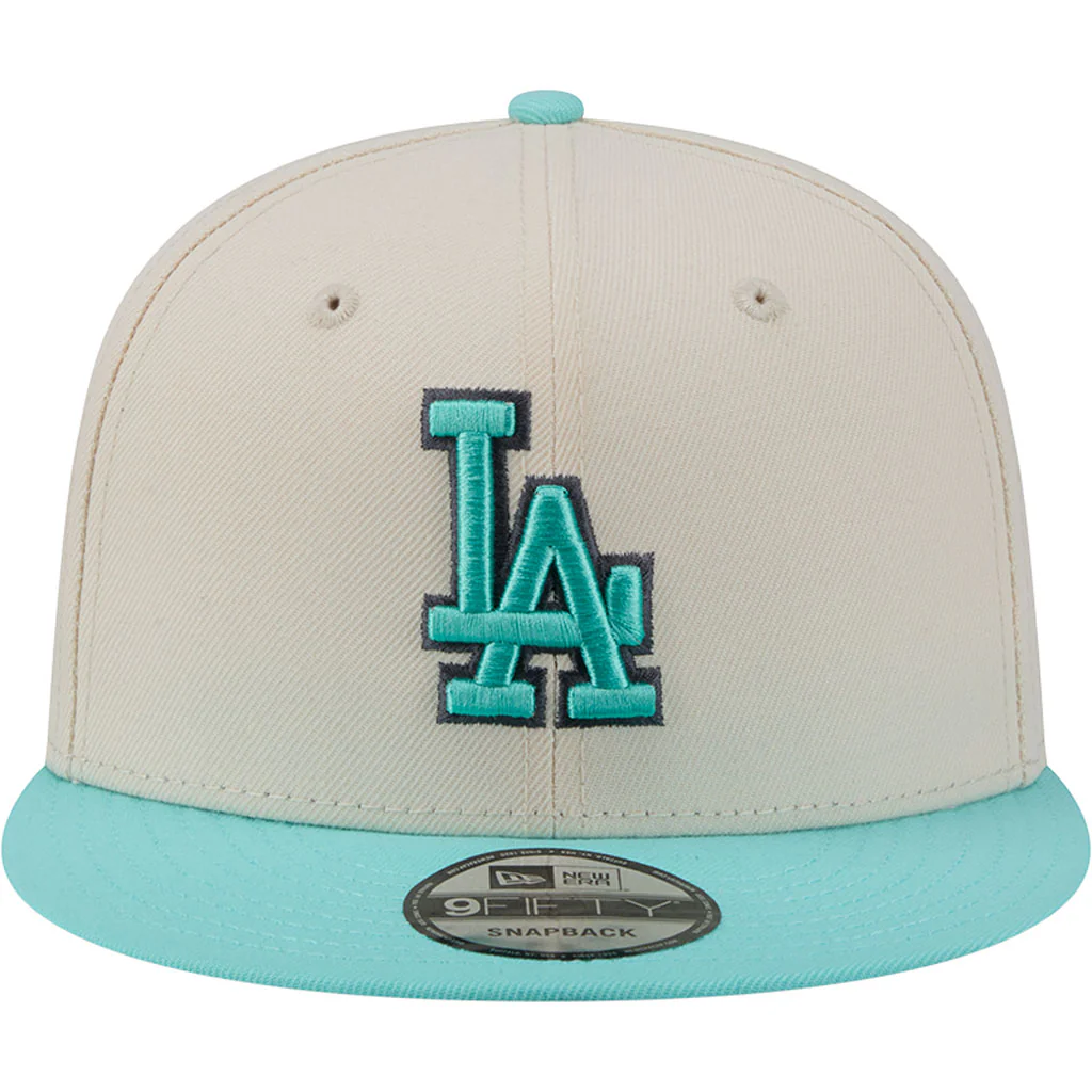 MLB Los Angeles Dodgers New Era Two-Tone Aqua 9FIFTY Snapback Hat - Light cream - Image 3