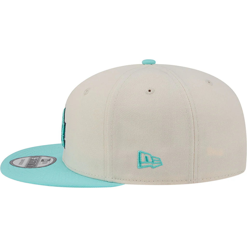 MLB Los Angeles Dodgers New Era Two-Tone Aqua 9FIFTY Snapback Hat - Light cream - Image 4