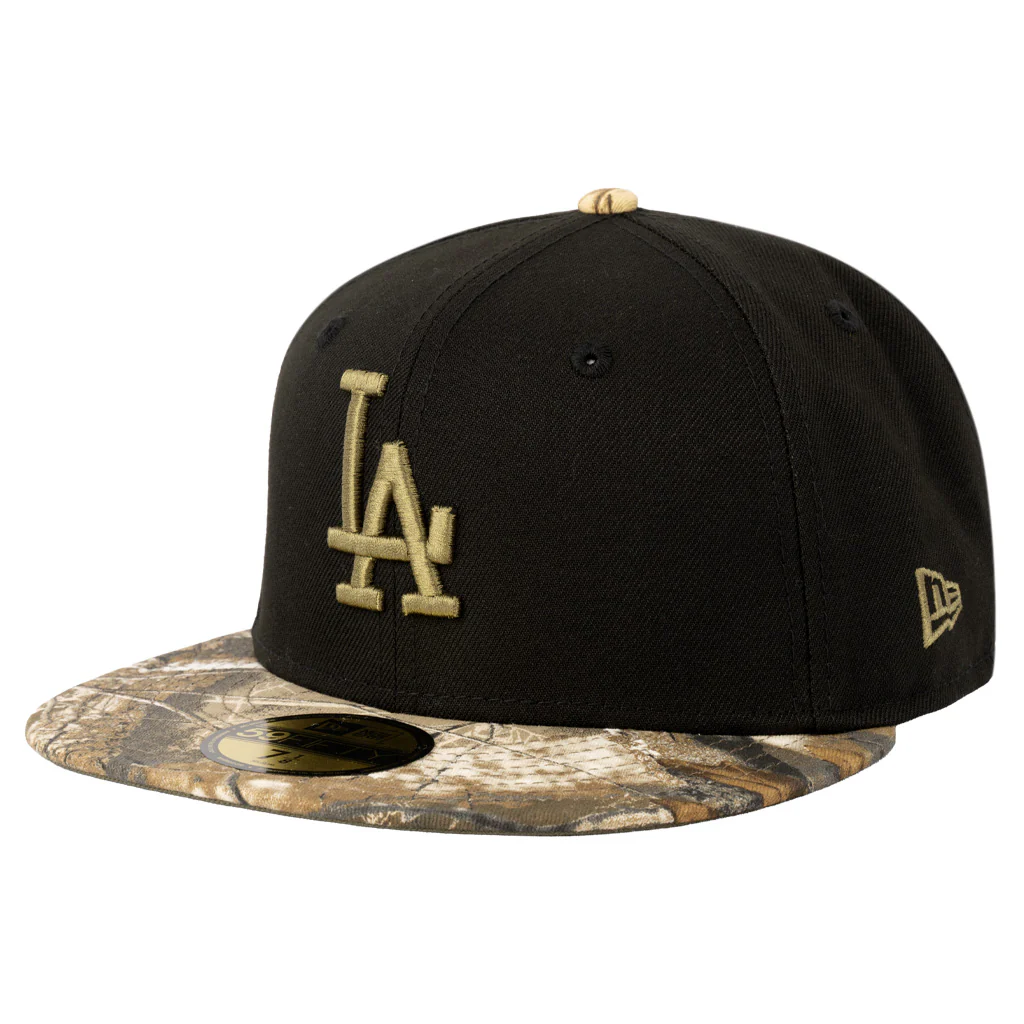 MLB Los Angeles Dodgers New Era Two-Tone Real Tree Shadow 59FIFTY Fitted Hat - Black