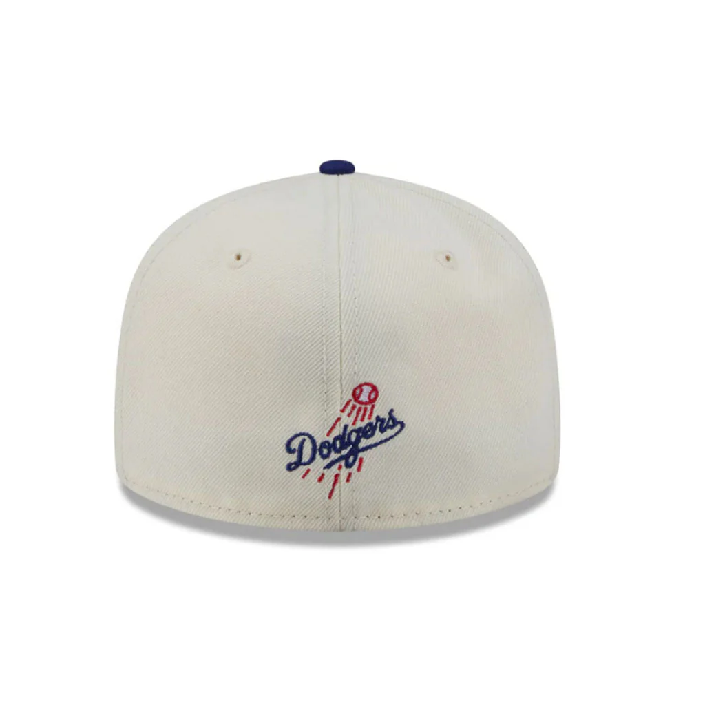 MLB Los Angeles Dodgers New Era Two-Tone Stitch 59FIFTY Fitted Hat - Cream - Image 3