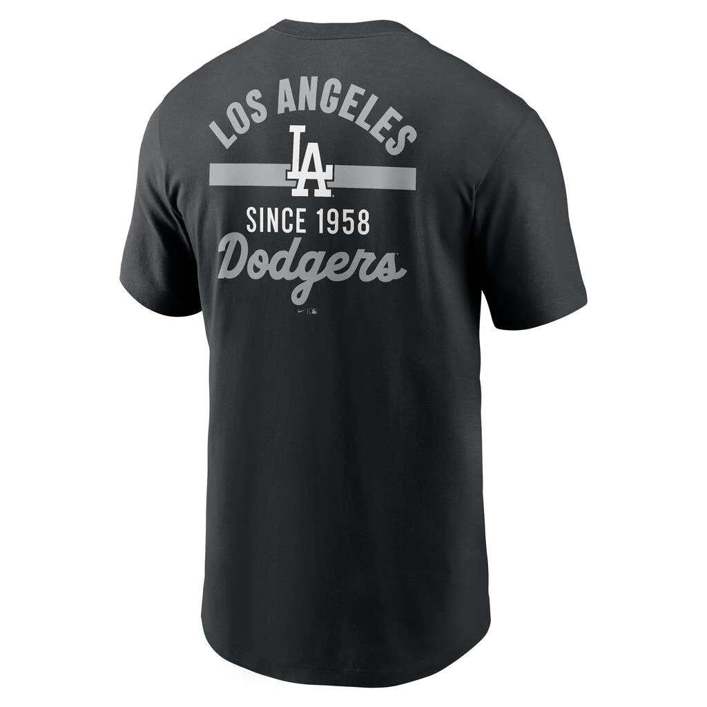 MLB Los Angeles Dodgers Nike 2-Hit Cotton T-Shirt - Black - Image 3