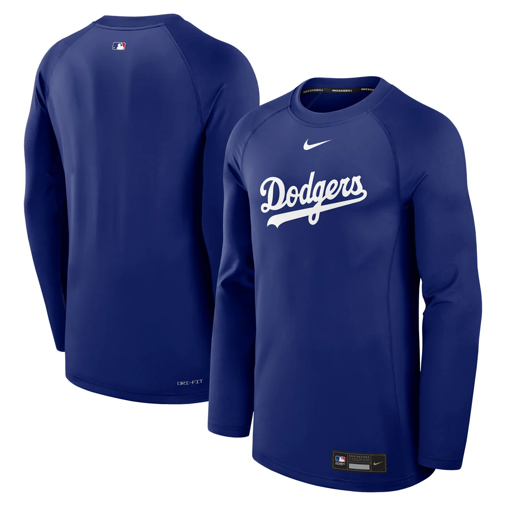 MLB Los Angeles Dodgers Nike Authentic Collection Gametime Long Sleeve Crew - Blue