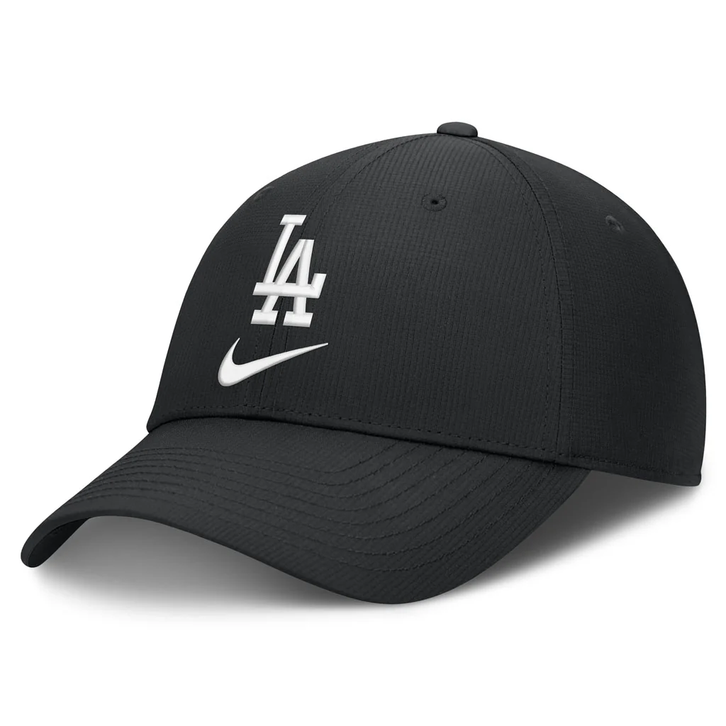 MLB Los Angeles Dodgers Nike Black & White Ripstop Structured Adjustable Hat - Black