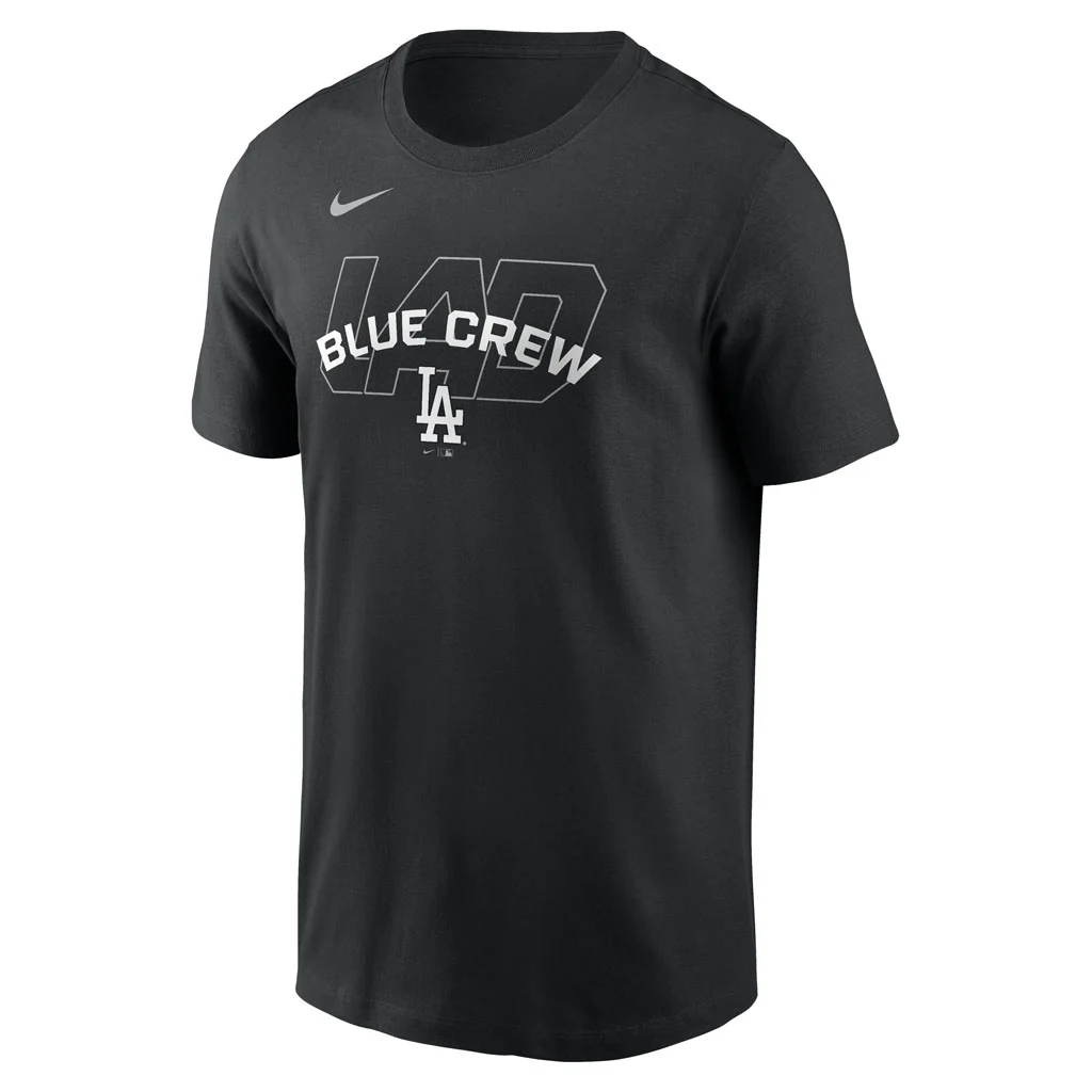 MLB Los Angeles Dodgers Nike Blue Crew Fashion T-Shirt - Black - Image 2