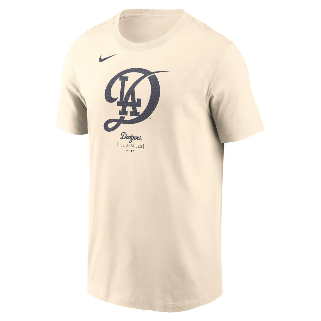 MLB Los Angeles Dodgers Nike City Connect Cotton Large Logo T-Shirt - Cream - Image 2