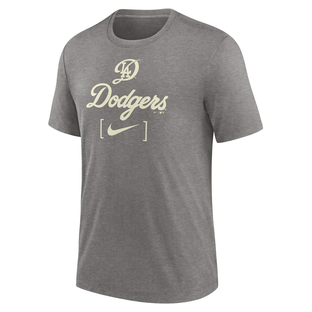 MLB Los Angeles Dodgers Nike City Connect Tri-Blend T-Shirt - Heather Gray - Image 2