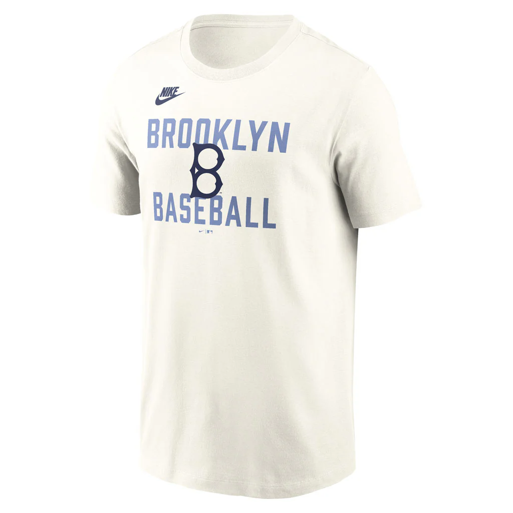 MLB Los Angeles Dodgers Nike Coop 70's Cotton T-Shirt - Cream - Image 2