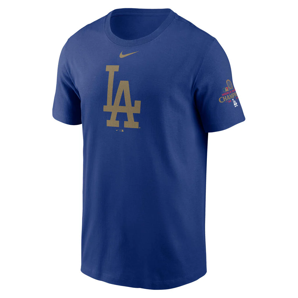 MLB Los Angeles Dodgers Nike Gold Logo T-Shirt - Blue - Image 2