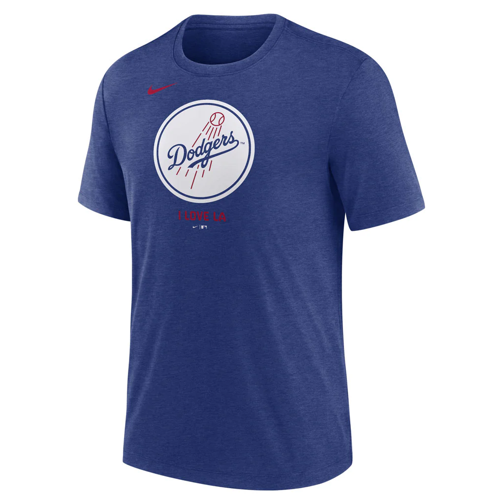 MLB Los Angeles Dodgers Nike Logo Triblend T-Shirt - Blue - Image 2