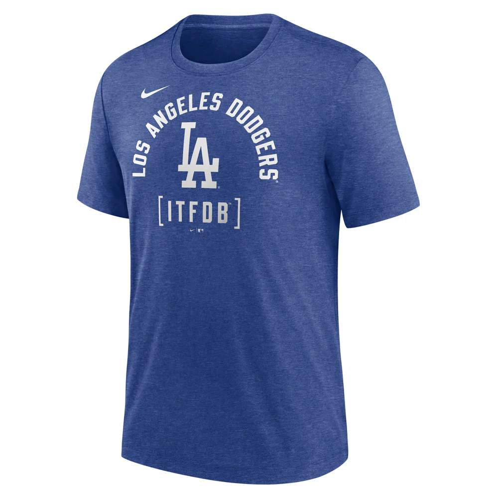 MLB Los Angeles Dodgers Nike Swing Big Tri-Blend T-Shirt - Blue - Image 2