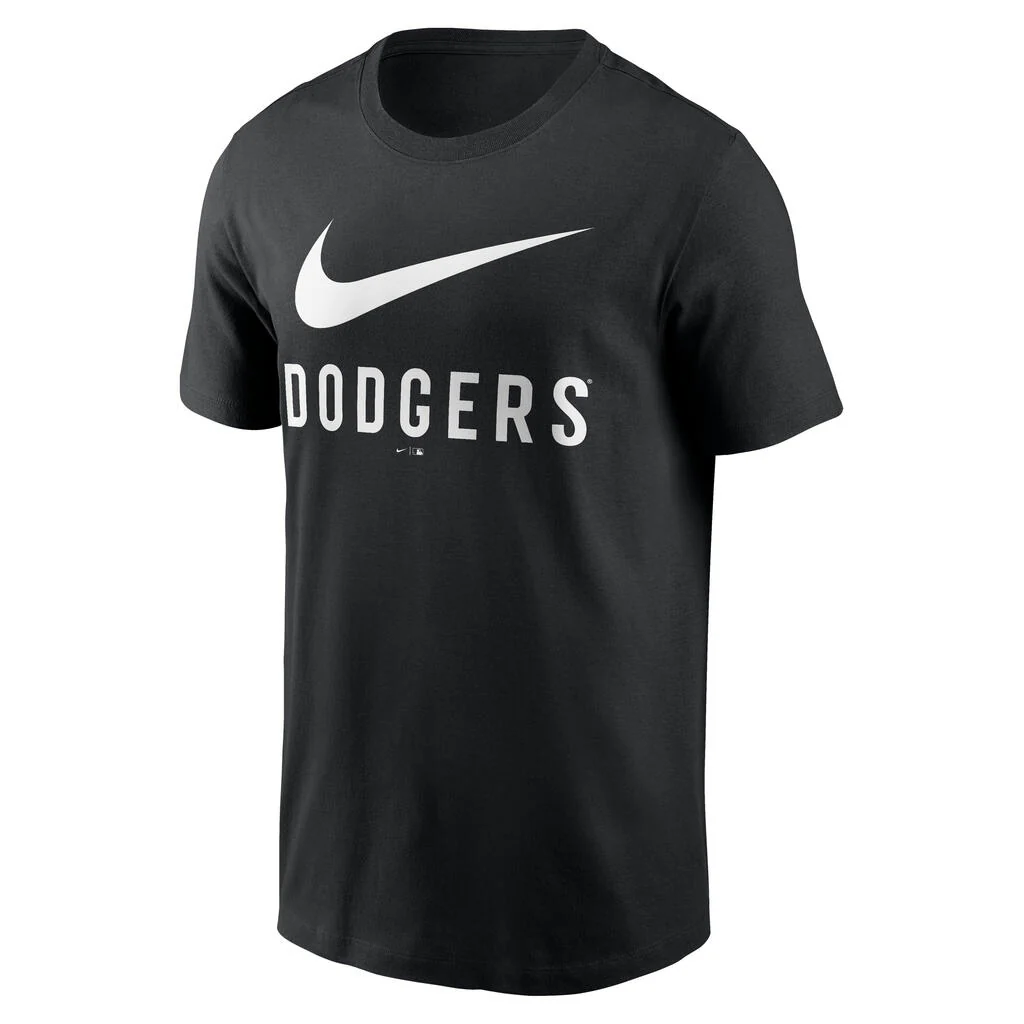 MLB Los Angeles Dodgers Nike Swoosh Cotton T-Shirt - Black - Image 2