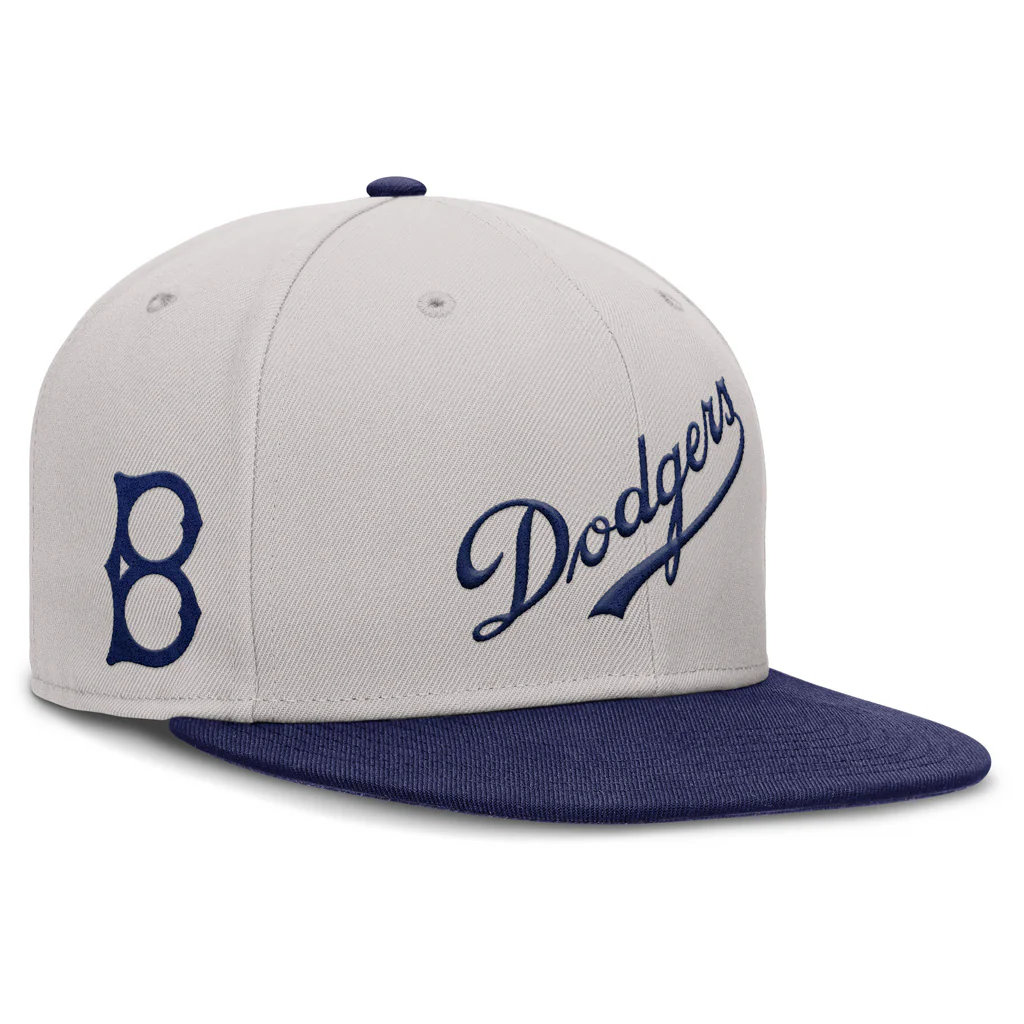 MLB Los Angeles Dodgers Nike Two-Tone Cooperstown Fitted Hat - Gray - Image 3