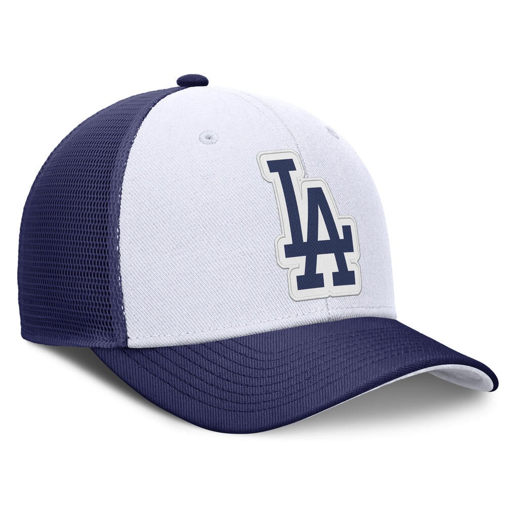 MLB Los Angeles Dodgers Nike Two-Tone Tonal Logo Trucker Snapback Hat - White - Image 3