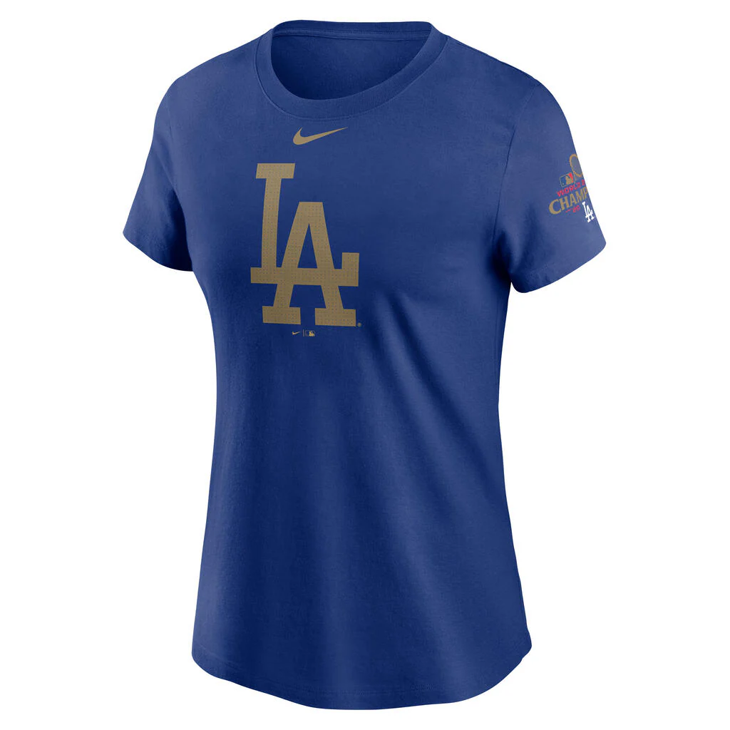 MLB Los Angeles Dodgers Nike Women's Gold Logo T-Shirt - Blue - Image 2
