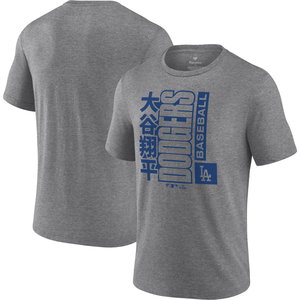 MLB Los Angeles Dodgers Shohei Ohtani Fanatics Kanji Vertical T-Shirt - Gray