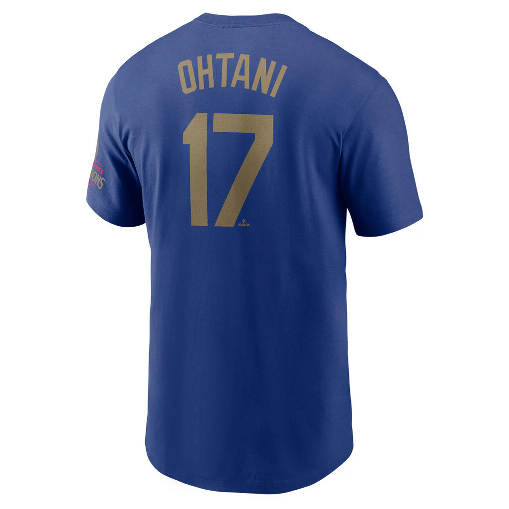 MLB Los Angeles Dodgers Shohei Ohtani Nike Gold Player T-Shirt - Blue - Image 3