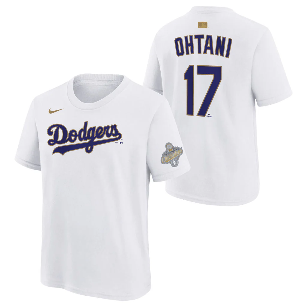 MLB Los Angeles Dodgers Shohei Ohtani Youth Nike 2026 Gold Name & Number T-Shirt - White
