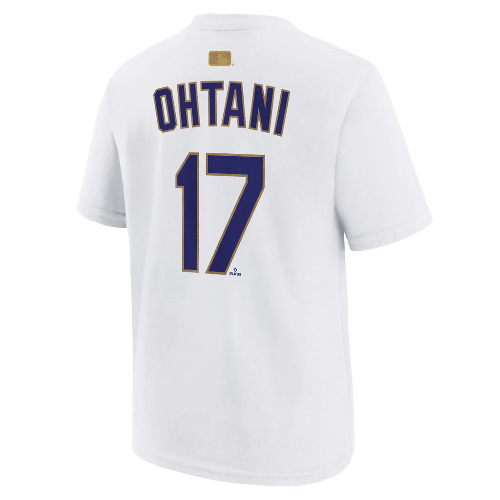 MLB Los Angeles Dodgers Shohei Ohtani Youth Nike 2026 Gold Name & Number T-Shirt - White - Image 3