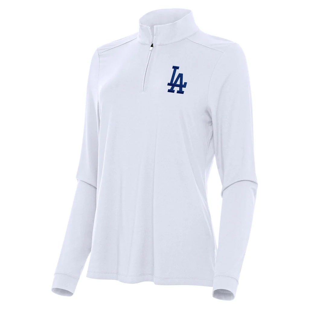MLB Los Angeles Dodgers Women's Antigua Intent 1/4 Zip Pullover Jacket - White