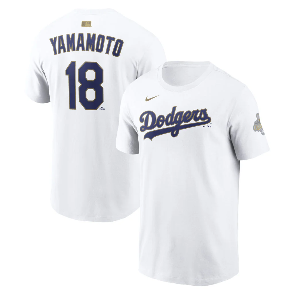 MLB Los Angeles Dodgers Yoshinobu Yamamoto Nike 2026 Gold Player T-Shirt - White