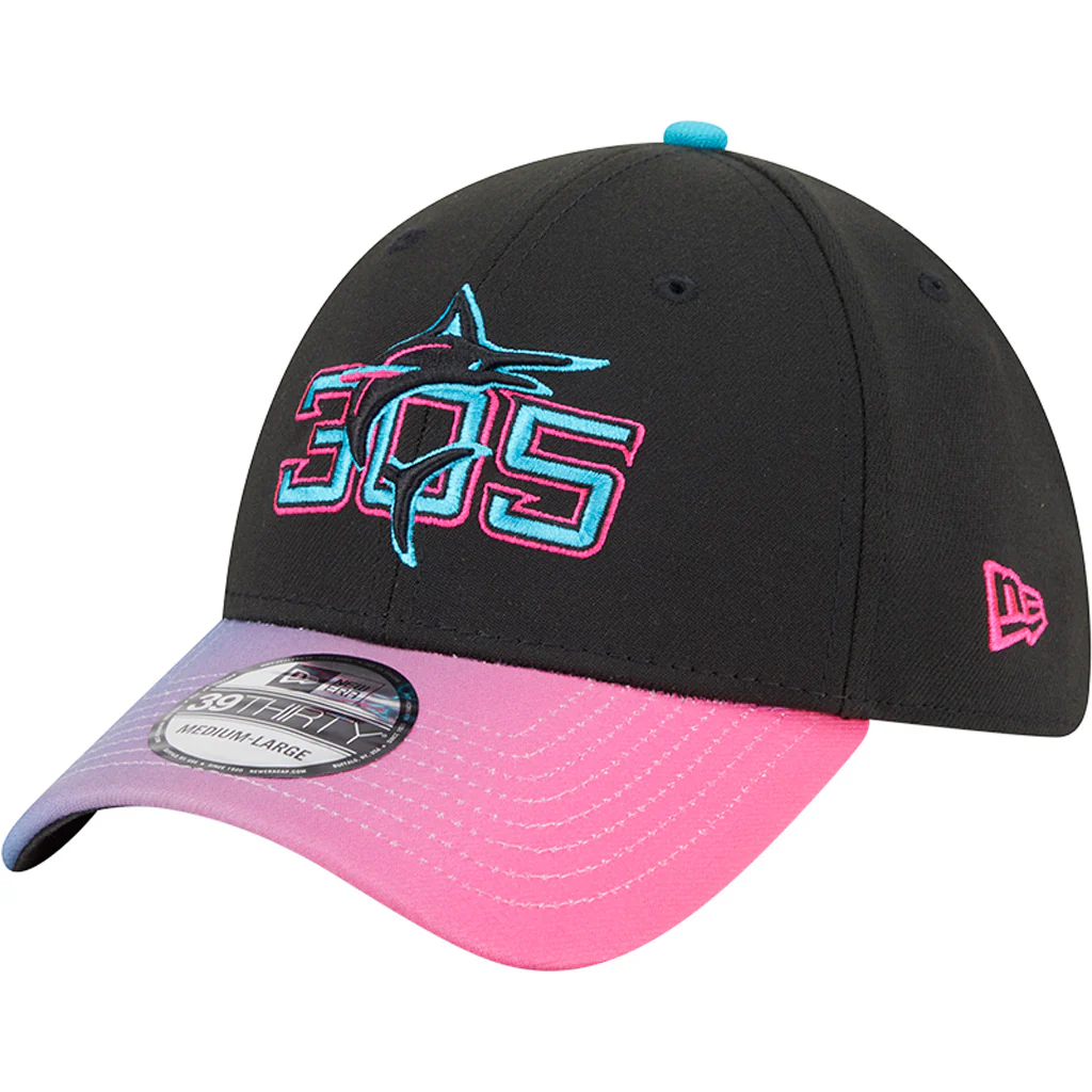 MLB Miami Marlins New Era 2025 City Connect 39THIRTY Flex Fit Hat - Black