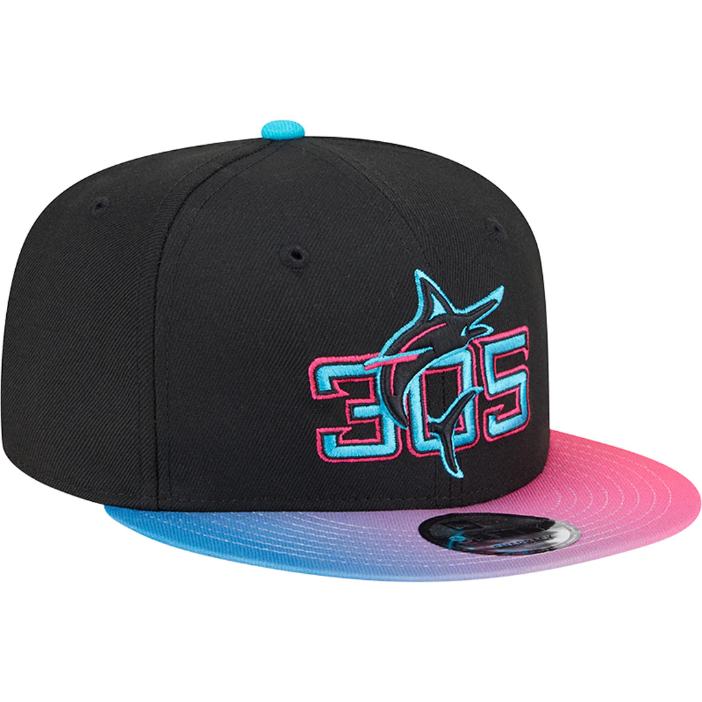 MLB Miami Marlins New Era 2025 City Connect 9FIFTY Snapback Hat - Black - Image 2