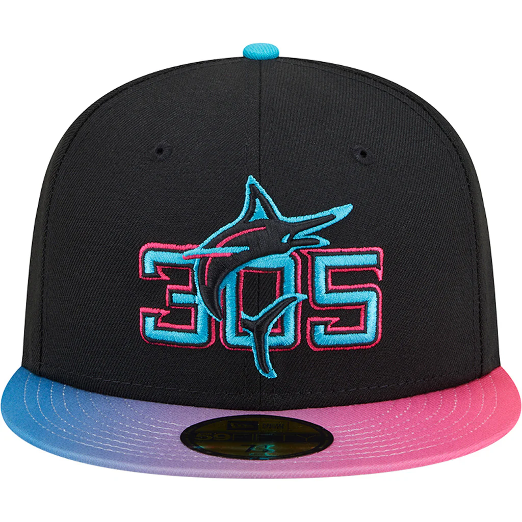 MLB Miami Marlins New Era 2025 City Connect Authentic Collection 59FIFTY Fitted Hat - Black - Image 3