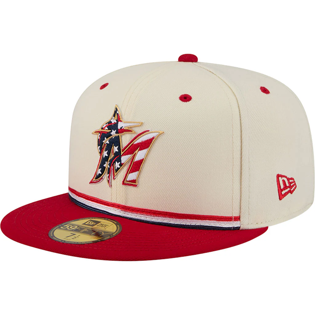 MLB Miami Marlins New Era 2026 4th of July 59FIFTY Fitted Hat - Cream