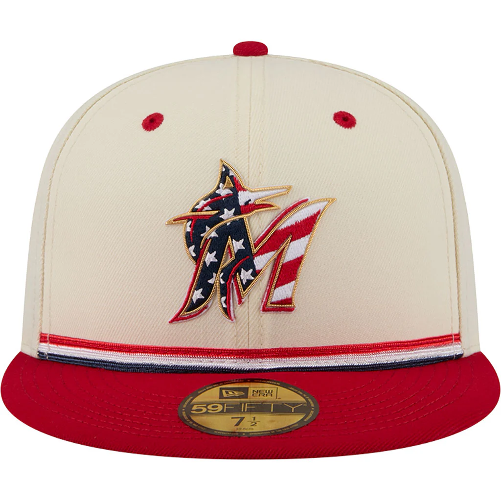 MLB Miami Marlins New Era 2026 4th of July 59FIFTY Fitted Hat - Cream - Image 3